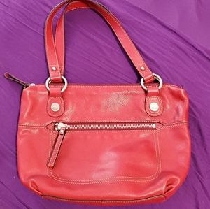 Fossil red leather bag